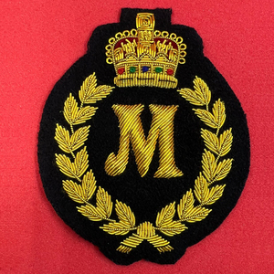 Handmade Embroidered Custom Made Bullion Wire Royal Crown Patches 3D Embroidery Golden &<b>Silver</b> Fashion Badges For Uniform - Product Image 3