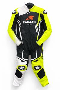 ชุดแข่งรถมอเตอร์ไซค์หนังสีเหลืองนีออนดำแบบชิ้นเดียว ชุดป้องกันสำหรับขี่รถมอเตอร์ไซค์แบบมืออาชีพ ผู้ผลิต OEM - Product Image 2