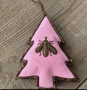 Christmas Tree Ornament Handmade Brass Embroidered Beaded <b>Bee</b> Design Hanging Decoration Festive Holiday Seasonal Home Christian - Product Image 1