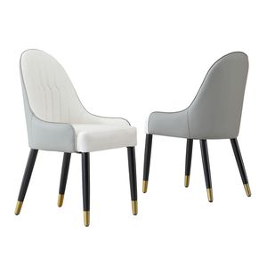 Set di 2 Sedie da Pranzo Moderne in Ecopelle Bianche e Grigie con Gambe in Metallo per Soggiorno, Sala da Pranzo o Sala Ricevimenti - Product Image 4