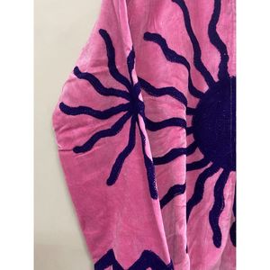 Hand Embroidered <b>Velvet</b> Cotton Jacket <b>Women</b> Mandarin Collar Full Sleeve Winter Bohemian Eye Pattern Open Front <b>Coat</b> - Product Image 5