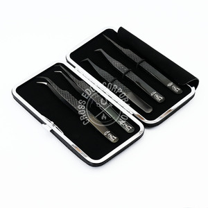 Pinzas de pestañas con punta de fibra de volumen de 90 grados personalizadas Pinzas de pestañas de volumen Pinzas de extensiones de pestañas de aislamiento recto Agarre de diamante - Product Image 6