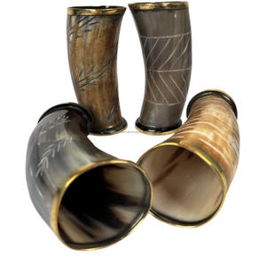 Vasos de cuerno para beber vikingo natural, tazas de cristal de estilo europeo de 350ml de alta calidad para restaurantes, vaso de cuerno de chupito de tamaño personalizado - Product Image 1