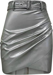 OEM ODM, jupe courte en cuir noir de haute qualité, design tendance, pour femmes, fabrication sur mesure, jupe mini pour femmes, directement de l'usine - Product Image 3