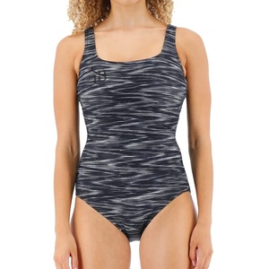 Women's 2 Piece <b>Swimsuit</b> Crew <b>Neck</b> Solid Spandex/Nylon <b>High</b> Cut Stretch Crop Top Breathable Crystal Swimwear - Product Image 6