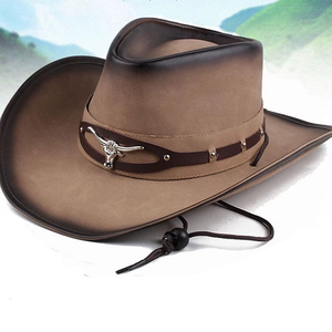 Sombrero de Vaquero de Cuero, Sombreros Occidentales Casuales con Parte Superior Impermeable, Precio de Mayoreo, Sombreros de Vaquero de Buena Calidad - Product Image 5