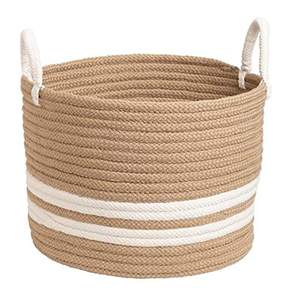 Panier de rangement en jute et coton tissé avec poignée, organisateur rond artisanal pour vêtements, jouets, cuisine, plantes - Product Image 6