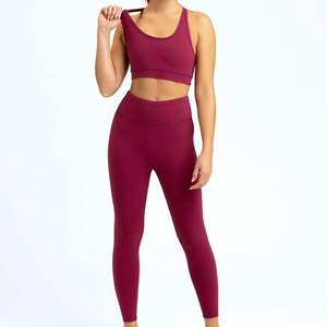 New Arrival <b>Women's</b> 2-Piece Yoga Suits Workout Gym Sets Mid-Waisted Breathable Spandex/Polyester <b>Leggings</b> Drawstring Closure Set - Product Image 6
