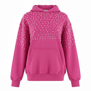 Ensemble de survêtement pour homme en coton épais de qualité supérieure avec strass, comprenant un sweat à capuche et un pantalon de jogging, design décoratif en strass, coupe confortable et décontractée - Product Image 4