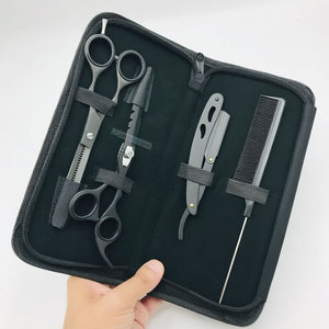 Tijeras de Barbero Profesionales Negras Mate Más Vendidas, Peine de Afeitar de Acero Inoxidable Sostenible con Etiqueta Privada Personalizada para Uso Estético - Product Image 2