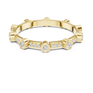 Bague éternité en or jaune avec diamants pour femme, diamants taille ronde, bijoux pour mariage et anniversaire - Product Image 2