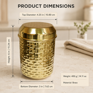 SHUBHAM Handcrafted Brass <b>Kitchen</b> Storage Jar with Lid – Hammered Food Container for Spices, Flour, Tea & Dry Goods - Product Image 6