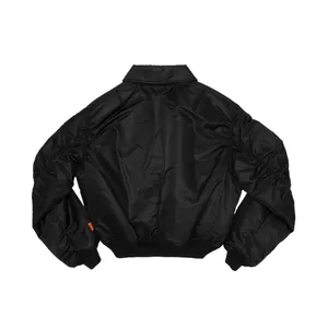 Custom Streetwear Men's <b>Bomber</b> <b>Jacket</b> Black Polyester Fabric Satin Oversized <b>Jacket</b> for <b>Women</b> - Product Image 2
