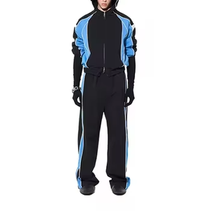 New Design Custom Unisex Eco-Friendly Waterproof Color Block Tracksuit Set Full Zip <b>Jacket</b> <b>Straight</b> Leg Pants Sportswear - Product Image 2