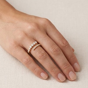 14K/18K Yellow Gold Round Diamond Open <b>Wrap</b> Ring Lab Grown Diamond Spiral <b>Wrap</b> Ring Trendy Jewelry Gift for Her Anniversary Band - Product Image 6