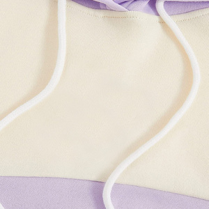 Sweat-shirt à capuche color block pour femme, manches longues, décontracté, tricoté, violet crème, pour l'automne - Product Image 4