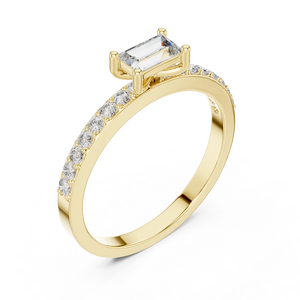 Bague en diamant de laboratoire de 1,00 carat, taille émeraude, clarté VS2, couleur E, certifiée IGI, or jaune 10K, fabricant de bijoux en diamant CVD - Product Image 4
