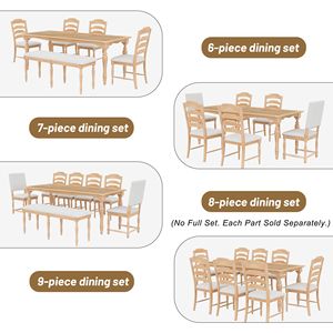 Set da Pranzo Vintage Tradizionale 7 Pezzi con Tavolo Allungabile 210 cm, Prolunga Rimovibile 60 cm, 4 Sedie con Schienale Dentellato, 2 Sedie Imbottite - Product Image 5