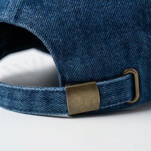 Casquette de baseball en jean bleu, 6 panneaux, ajustée, unisexe, décontractée, couleur unie, en coton, pour toutes les saisons - Product Image 6