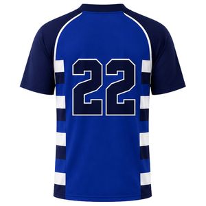 Camiseta de Lacrosse Azul Marino y Blanca para Hombre, Manga Corta, Ligera, Transpirable, Ropa Deportiva para Competencia - Product Image 2