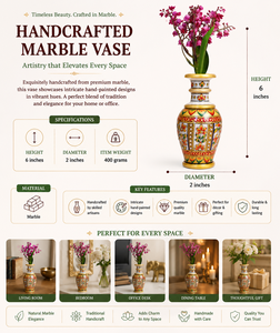 Jarrón de Flores de Mármol Hecho a Mano, Maceta Decorativa de Mármol, Maceta Pintada a Mano para Mesa, Jarrón Decorativo Pequeño de Mármol - Product Image 5