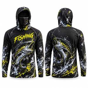 Chemise de pêche à capuche pour homme, personnalisable, faible MOQ, impression par sublimation, UPF 50, respirante, séchage rapide, polyester/spandex, performance, 220g - Product Image 1