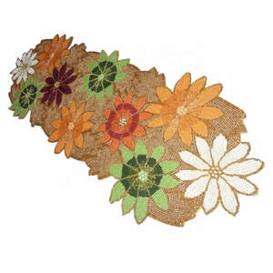 Handcrafted Floral Glass Beaded <b>Table</b> <b>Runner</b> Elegant Dining <b>Table</b> Centerpiece for Wedding Parties Thanksgiving & Christmas - Product Image 1