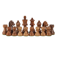 Jeu d'échecs en bois traditionnel style Staunton, brun foncé et bois naturel, hauteur du roi 3,5 pouces, ensemble complet de 32 pièces