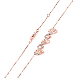 <b>Infinity</b> Halo Diamond <b>Necklace</b> with Sculpted Rose <b>Gold</b> Center and Sleek Curved Sparkle Frame - Product Image 2
