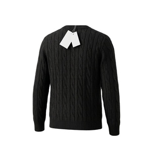 Luxury Old Money Knitted Sweater Men Woven Anti-Wrinkle Winter <b>Pullover</b> Custom Logo Embroidery Long Sleeve Oversized Knit <b>Jumper</b> - Product Image 5