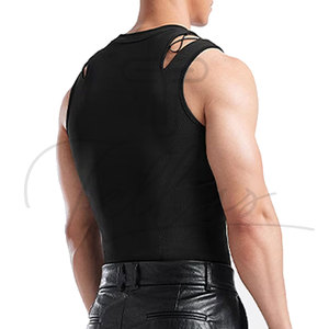 Camiseta sin Mangas de Punto Transpirable para Hombre, Talla Grande, Cuello Redondo, Informal, con Spandex/Poliéster, Estampado Digital Sólido, Cómoda - Product Image 3