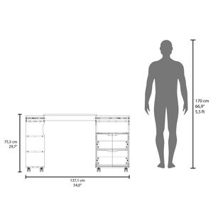 <span class=keywords><strong>San</strong></span> <span class=keywords><strong>Diego</strong></span> 54 \ "rộng hai ngăn kéo bàn máy tính có thể mở rộng màu trắng-Quả Óc Chó tối với bảy kệ và bánh - Product Image 4
