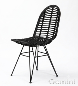 Modern Black Synthetic PE Rattan Wicker Dining <b>Chair</b> Outdoor Metal Leg Restaurant <b>Garden</b> Cafe Armless <b>Stackable</b> Seating - Product Image 2