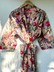 Bata Kimono de Algodón Suave y Transpirable con Estampado de Dibujos Animados Naaz Textile para Mujer, Camisón de Verano Hecho a Mano ODM con Cuello en V y Cintura Elástica - Product Image 3