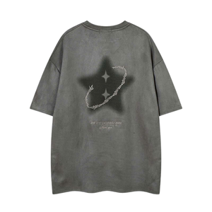 Tee-shirt Halloween surdimensionné vintage en coton lourd scène de vol de sorcière 270gsm Streetwear avec bord découpé au laser - Product Image 6