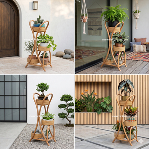Eco-Friendly Rattan 3-Tier Plant <b>Stand</b> with <b>Corner</b> Shelf for Indoor/Outdoor Garden and Home Decor Flower Pot Display - Product Image 6