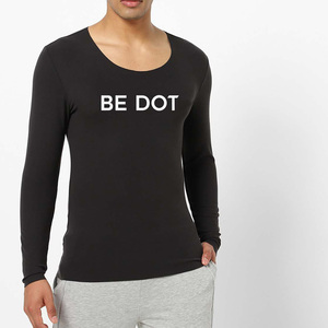<b>Men</b> O-Neck <b>Long</b> Sleeve Ribbed Neck Casual Cotton Nonwoven Breathable Plus Size Custom Logo Front Design Blank <b>T</b>-<b>Shirt</b> - Product Image 2