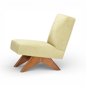 Fauteuil d'appoint de luxe en cuir de vachette vert olive, style Mid-Century Modern PJ, chaise longue en bois, écologique, durable, pour chambre à coucher, en coton - Product Image 4