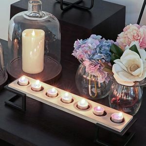 Clear Glass <b>Tea</b> <b>Light</b> <b>Holder</b> with Wooden Base Heat Resistant Round Shape for Home Wedding Christmas Decor - Product Image 1