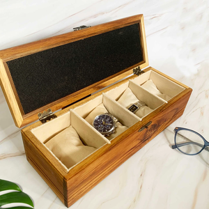 Boîte à montres en bois de luxe Royal Crafts, qualité supérieure, avec 8 emplacements, étui de présentation pour montres avec coussin en velours et couvercle transparent - Product Image 6
