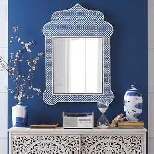 Cadre de miroir rond en MDF avec incrustation d'os, motif floral gris, style moderne, prix de gros usine - Product Image 4