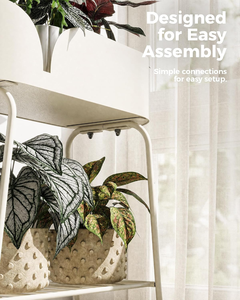 Support à plantes en métal blanc à trois niveaux, pour l'intérieur et l'extérieur, présentoir pour pots de fleurs, pour fenêtre, balcon, salon, jardin, patio et moderne - Product Image 6