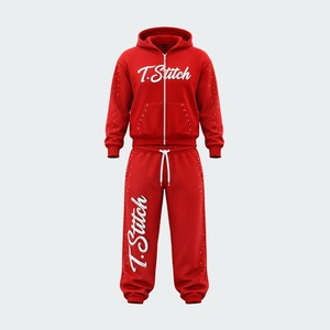 Chándal de Invierno de Primera Calidad con Capucha y Pedrería, Cortavientos, Transpirable, 100% Algodón, para Hombre y Mujer, Uso Casual, Ajuste Cómodo - Product Image 3