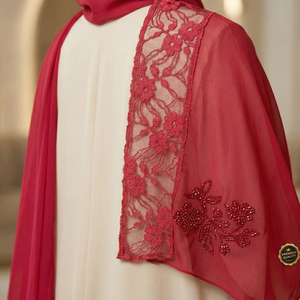 Al por mayor Chal de gasa africana de lujo con bordado floral y pedrería, tipo pañuelo, para mujer, para verano, transpirable, suave y ligero, para uso diario - Product Image 3