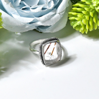 Bague en quartz rutilé rouge, cabochon, faite à la main, sertie de pierres oxydées plaquées argent, style vintage, pour femme, cadeau de mariage ou de fête pour elle