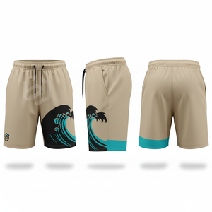 <b>Men's</b> Green Board <b>Shorts</b> With <b>Red</b> And White Letter Print Drawstring Waist Quick Dry Casual Swimwear - Product Image 2