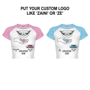 Premium 220 GSM 100% Cotton Slim Fit Knitted Women Crop <b>Top</b> T Shirt for Digital Printing Custom Logo OEM ODM - Product Image 1