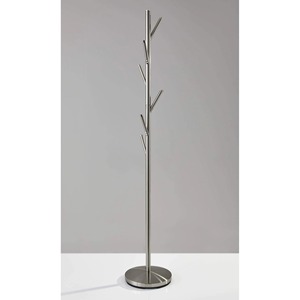 Perchero de pie de acero inoxidable con diseño de árbol, estilo minimalista para entrada, organizador con ganchos metálicos - Product Image 1