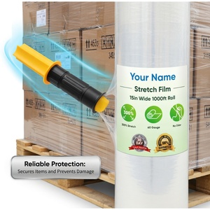 Industrial Strength 15 Inch X 1000 ft Clear <b>Plastic</b> Stretch Film <b>Wrap</b> with Handles Wholesale Logistics Pallet <b>Wrap</b> - Product Image 5