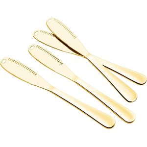 Set di 4 Spalmatori per Burro 3-in-1 in Acciaio Inox con Fori, Utensili da Cucina Dorati - Product Image 3